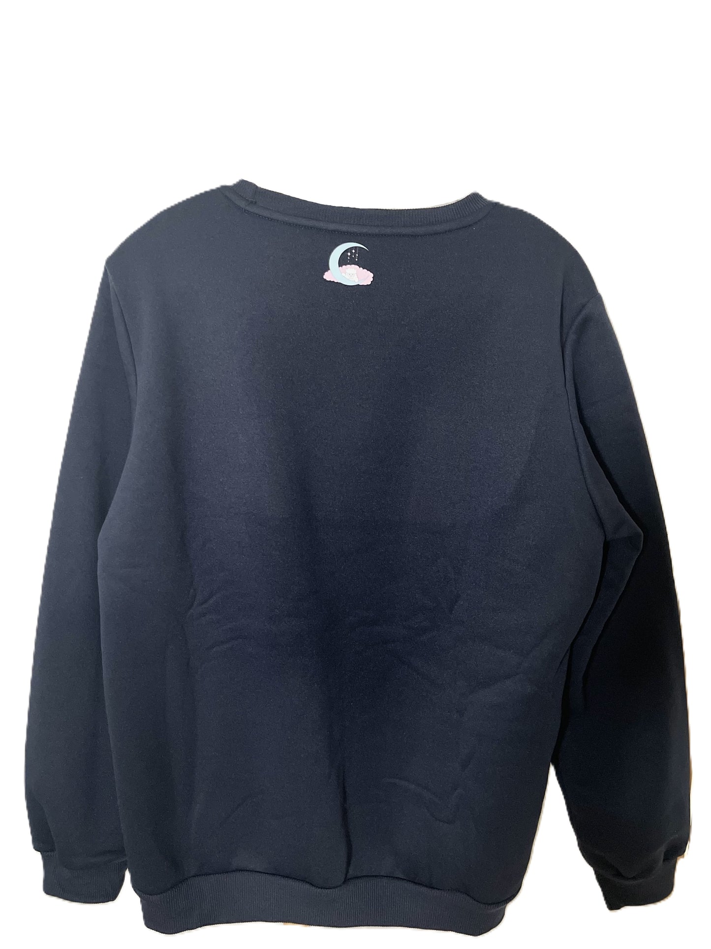 Red Angry Alpaca Oversized Long Sleeve Navy Blue Sweatshirt