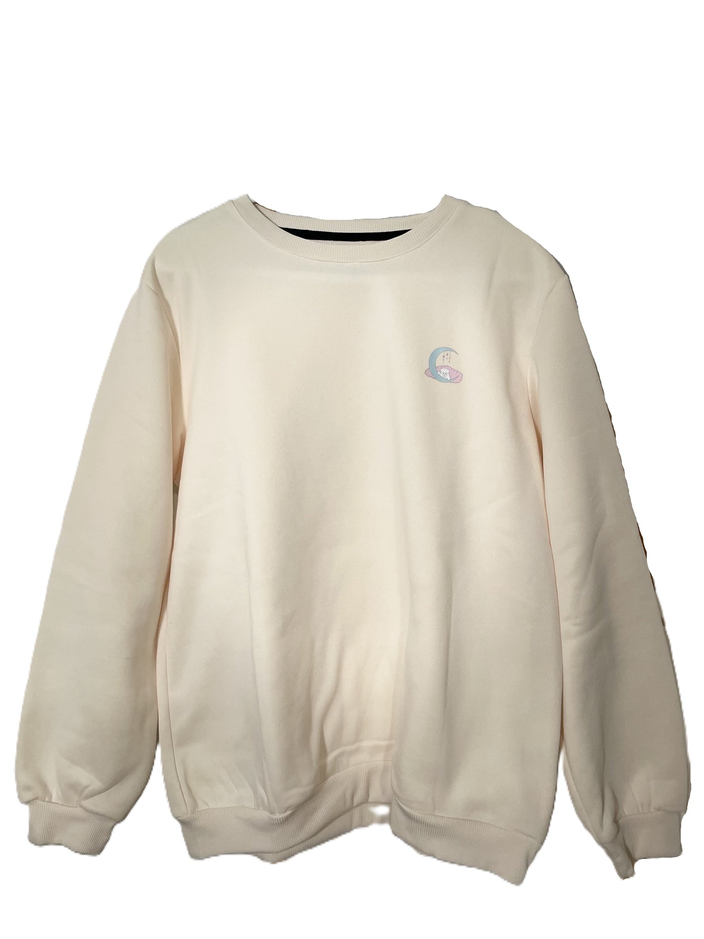 Girl Drinking Coffee Beige Long Sleeve Sweatshirt