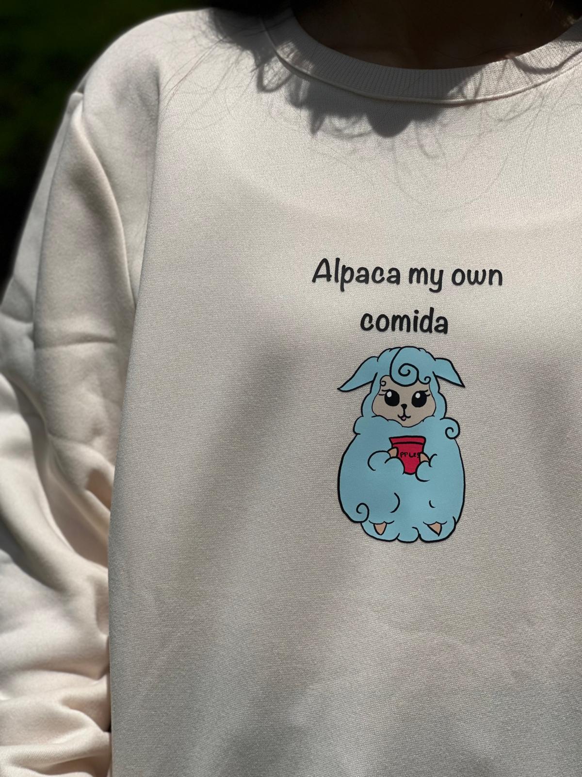 Alpaca my own Comida Oversized White Sweatshirt