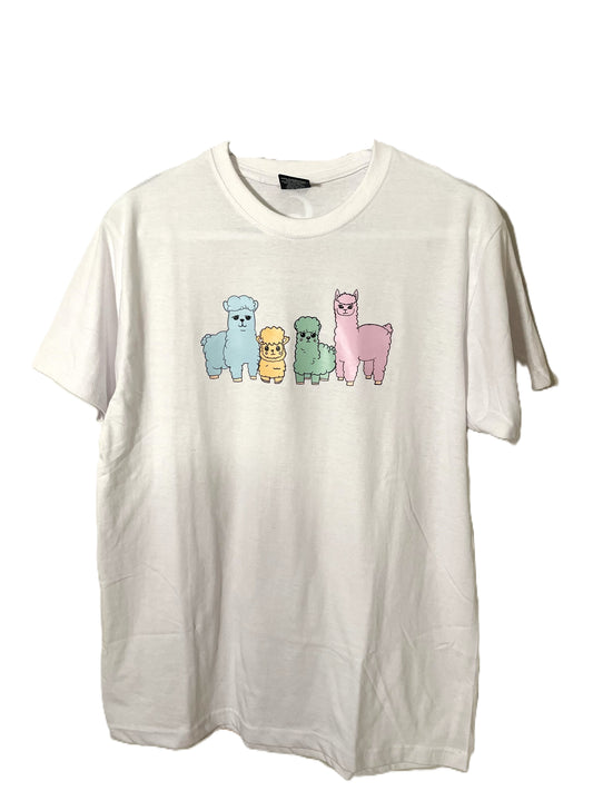 Alpaca Family Oversized White T-Shirt Top