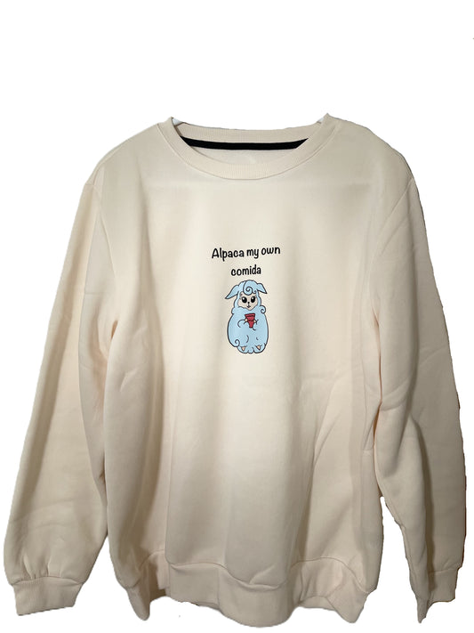 Alpaca my own Comida Oversized White Sweatshirt